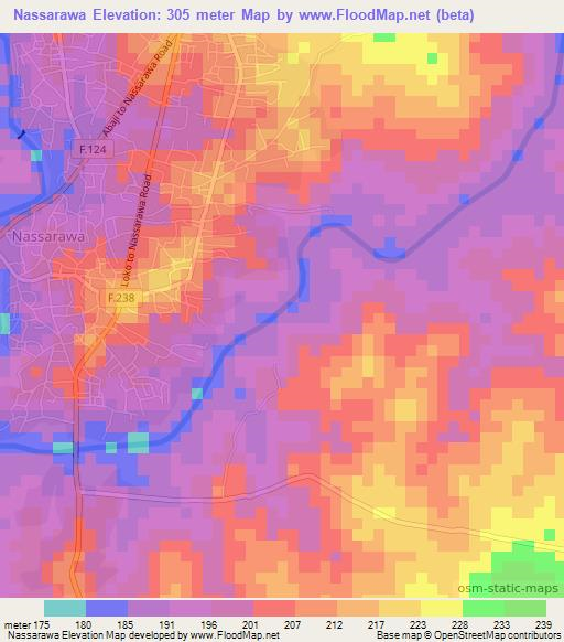 Nassarawa,Nigeria Elevation Map