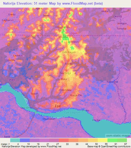 Naforija,Nigeria Elevation Map