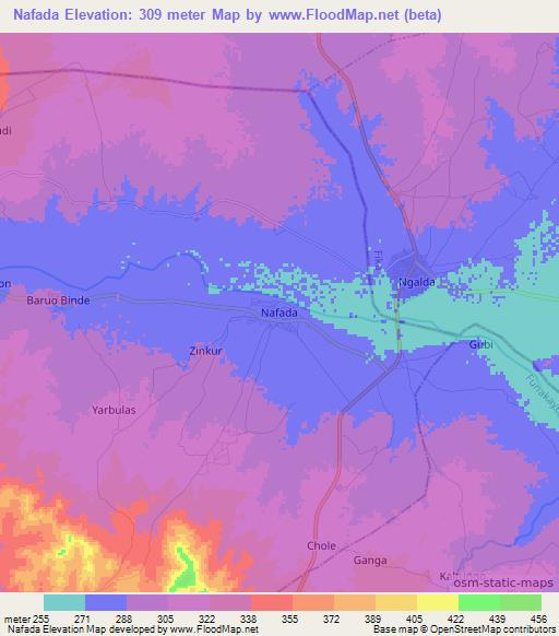 Nafada,Nigeria Elevation Map