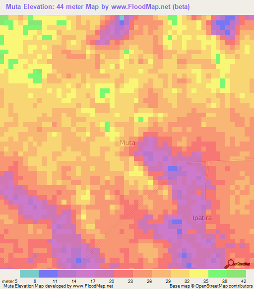 Muta,Nigeria Elevation Map