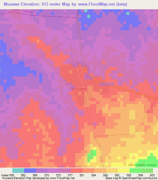 Musawa,Nigeria Elevation Map