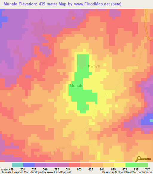 Munafe,Nigeria Elevation Map