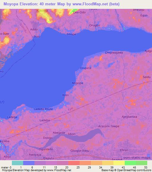 Moyopa,Nigeria Elevation Map