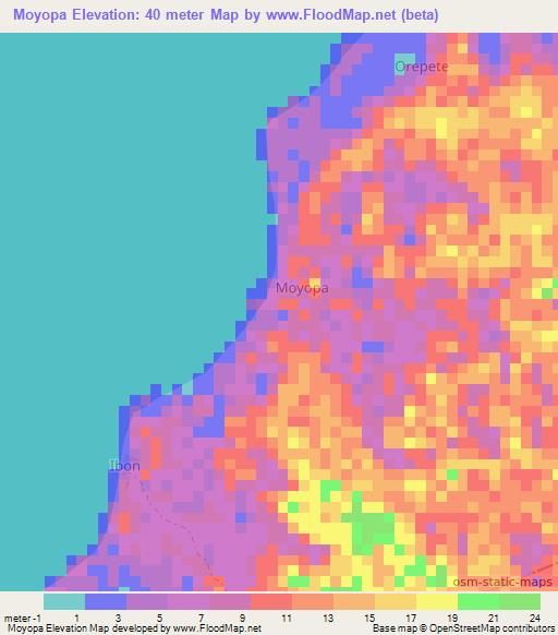 Moyopa,Nigeria Elevation Map