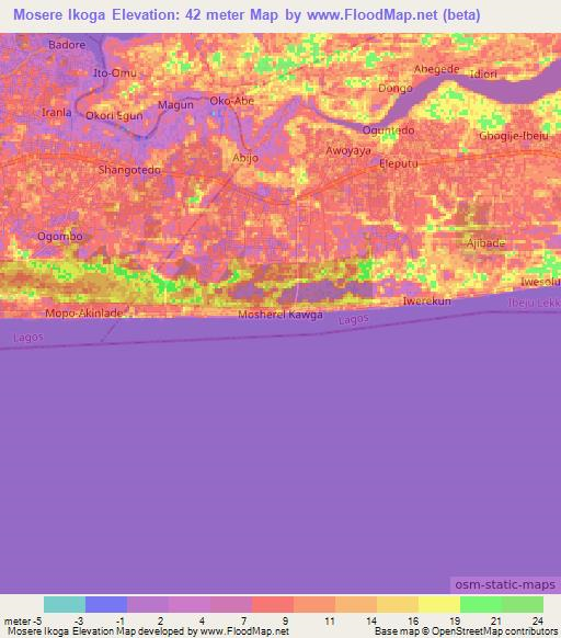 Mosere Ikoga,Nigeria Elevation Map