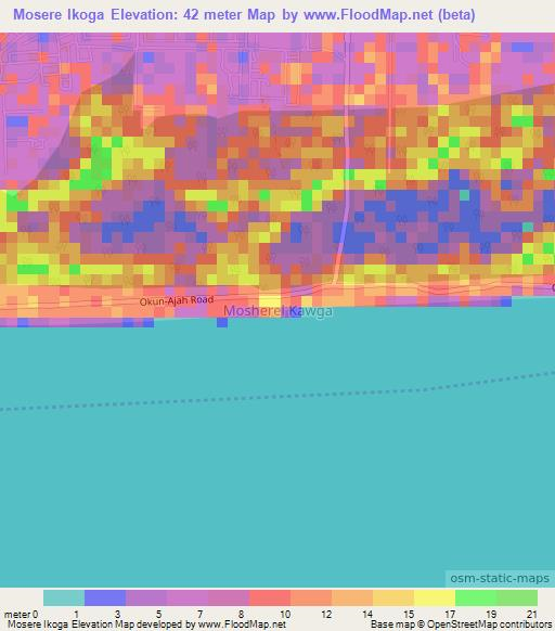 Mosere Ikoga,Nigeria Elevation Map