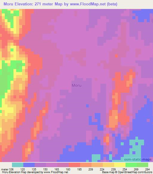 Moru,Nigeria Elevation Map