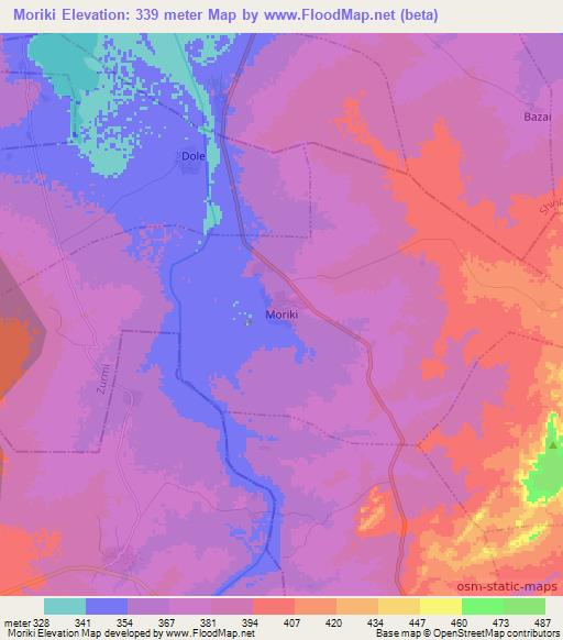 Moriki,Nigeria Elevation Map