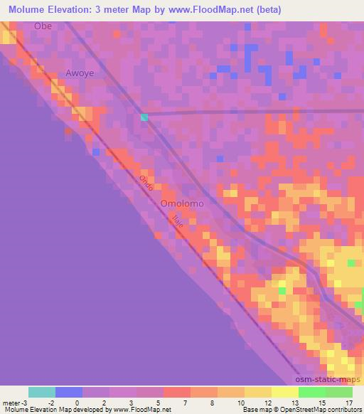 Molume,Nigeria Elevation Map