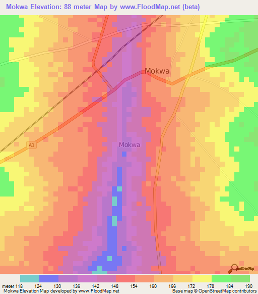 Mokwa,Nigeria Elevation Map