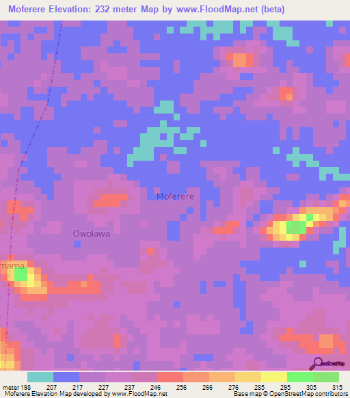 Moferere,Nigeria Elevation Map