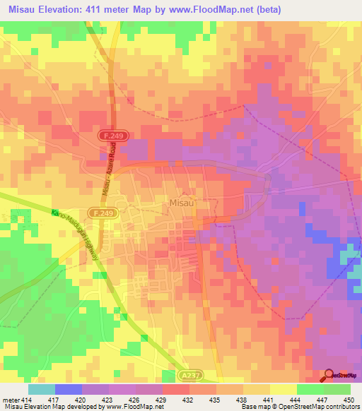 Misau,Nigeria Elevation Map