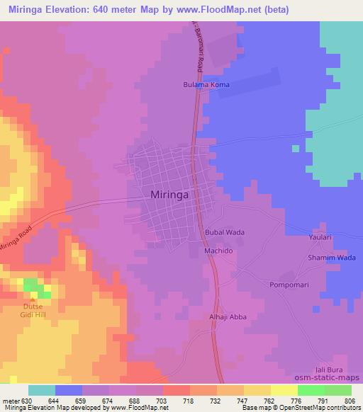 Miringa,Nigeria Elevation Map