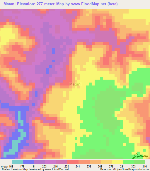 Matani,Nigeria Elevation Map