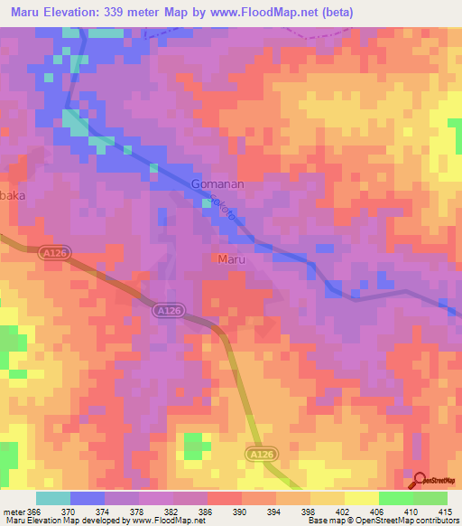 Maru,Nigeria Elevation Map