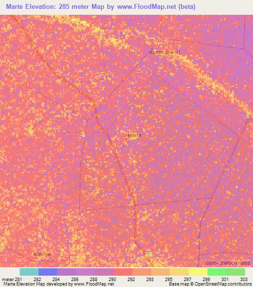 Marte,Nigeria Elevation Map