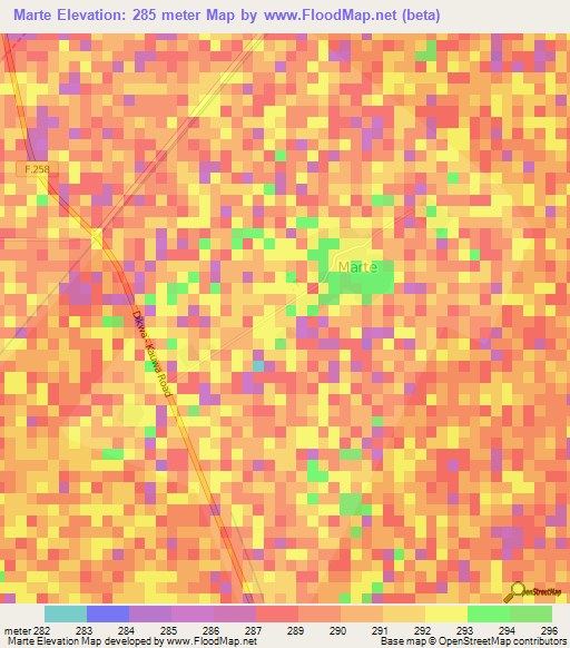 Marte,Nigeria Elevation Map