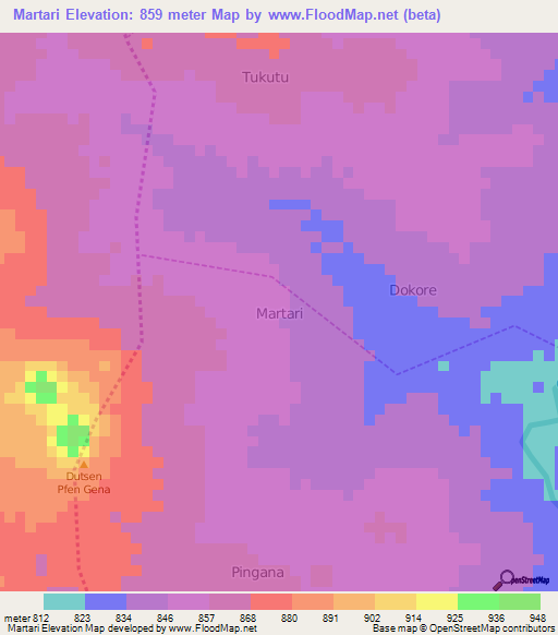 Martari,Nigeria Elevation Map