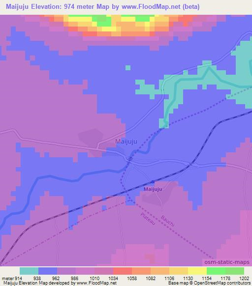 Maijuju,Nigeria Elevation Map