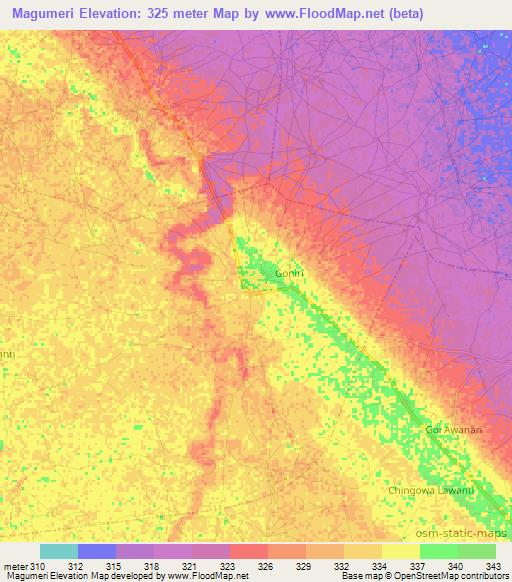 Magumeri,Nigeria Elevation Map