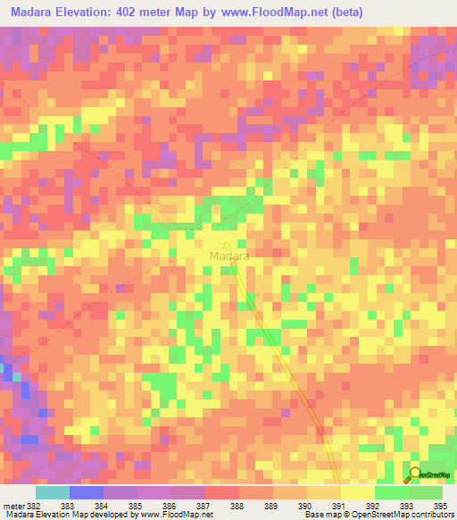 Madara,Nigeria Elevation Map