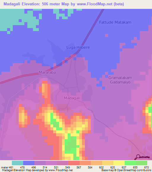 Madagali,Nigeria Elevation Map