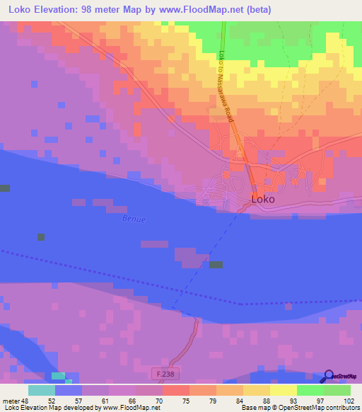 Loko,Nigeria Elevation Map