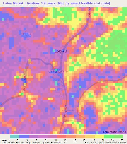 Lobia Market,Nigeria Elevation Map