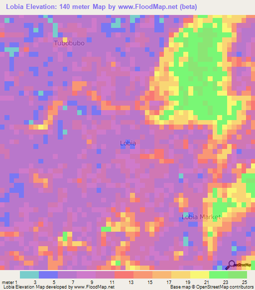 Lobia,Nigeria Elevation Map