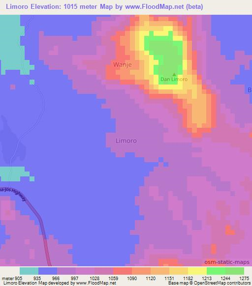 Limoro,Nigeria Elevation Map