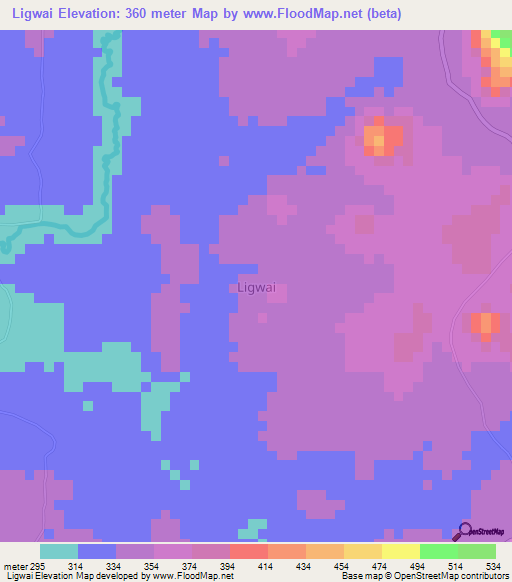 Ligwai,Nigeria Elevation Map