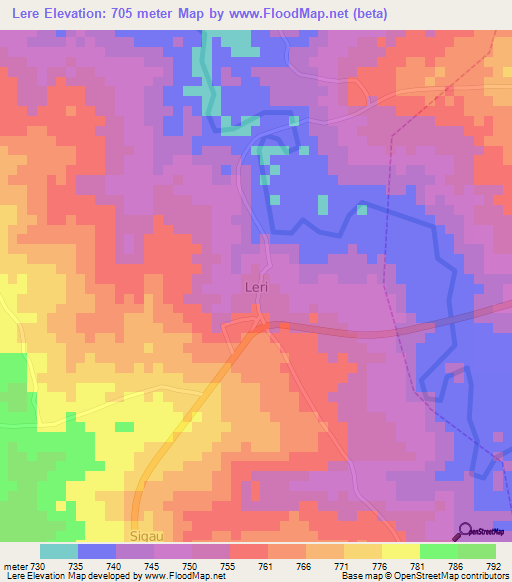 Lere,Nigeria Elevation Map