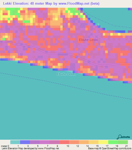 Lekki,Nigeria Elevation Map