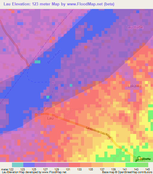 Lau,Nigeria Elevation Map