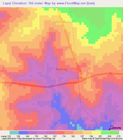 Lapai,Nigeria Elevation Map