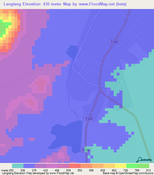 Langtang,Nigeria Elevation Map