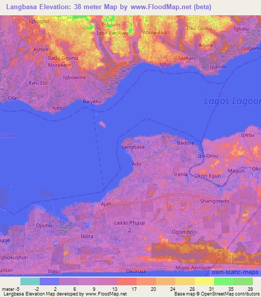 Langbasa,Nigeria Elevation Map