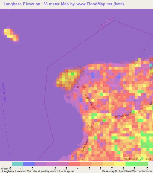 Langbasa,Nigeria Elevation Map