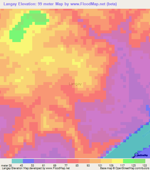 Langay,Nigeria Elevation Map