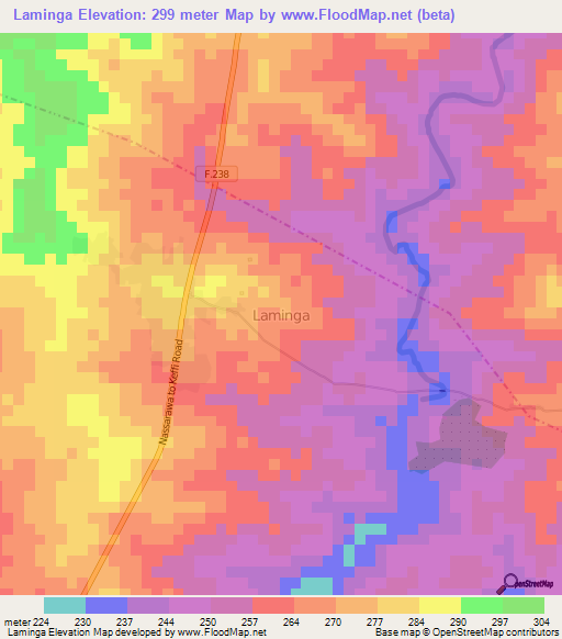 Laminga,Nigeria Elevation Map