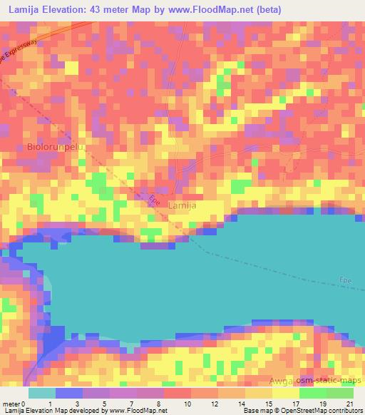 Lamija,Nigeria Elevation Map