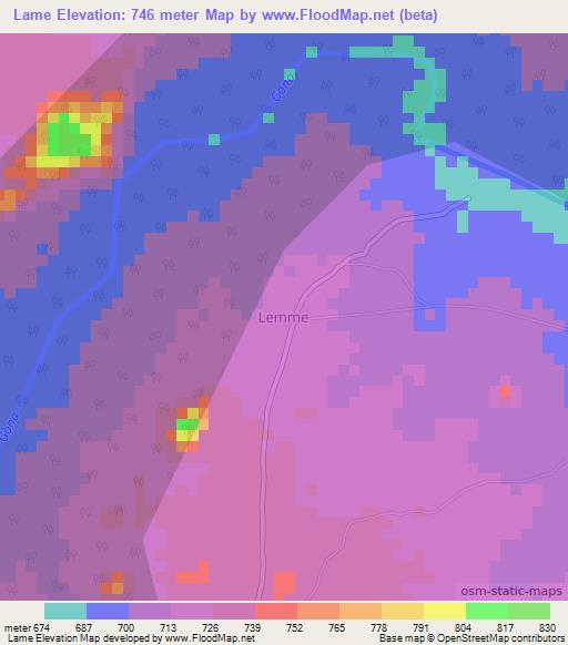 Lame,Nigeria Elevation Map