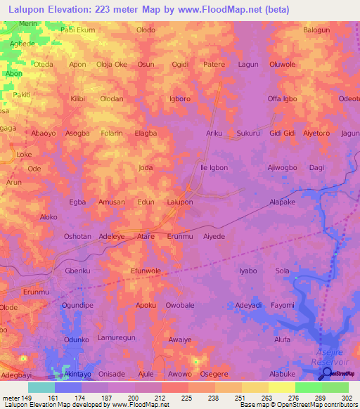 Lalupon,Nigeria Elevation Map