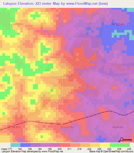 Lalupon,Nigeria Elevation Map