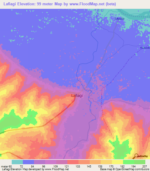 Lafiagi,Nigeria Elevation Map