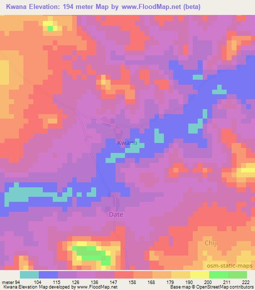 Kwana,Nigeria Elevation Map