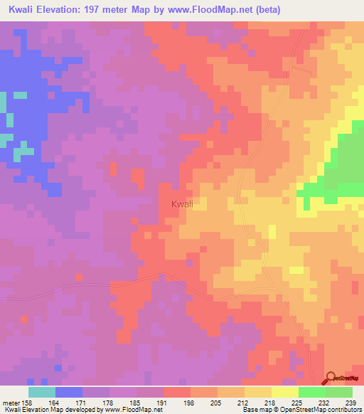 Kwali,Nigeria Elevation Map