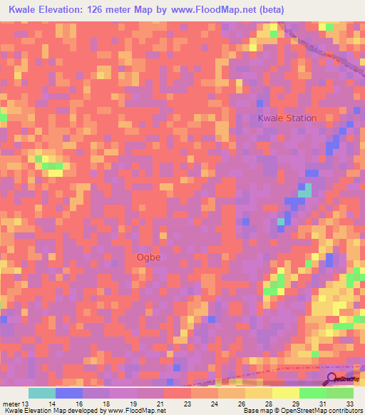 Kwale,Nigeria Elevation Map