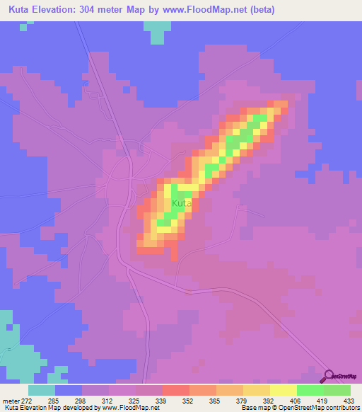 Kuta,Nigeria Elevation Map