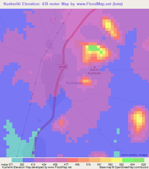 Kusheriki,Nigeria Elevation Map